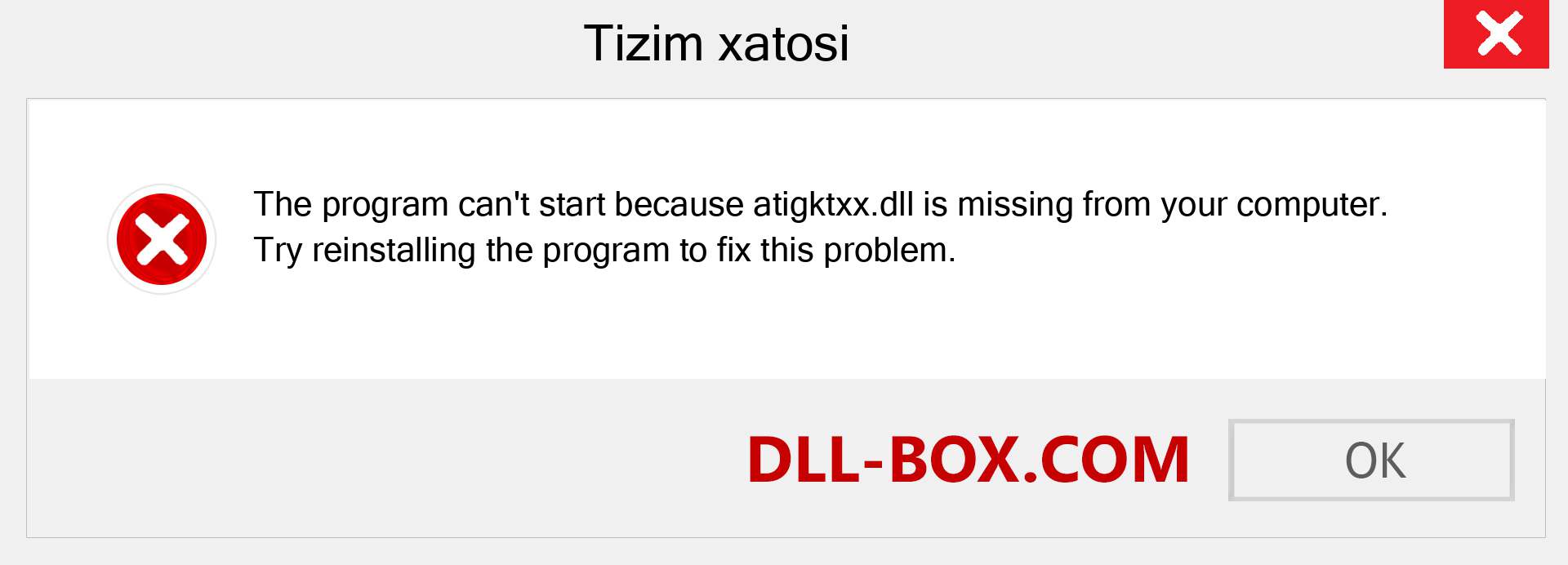 atigktxx.dll fayli yo'qolganmi?. Windows 7, 8, 10 uchun yuklab olish - Windowsda atigktxx dll etishmayotgan xatoni tuzating, rasmlar, rasmlar